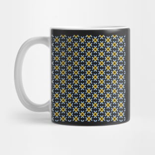 Light yellow and blue retro geometrical floral pattern Mug